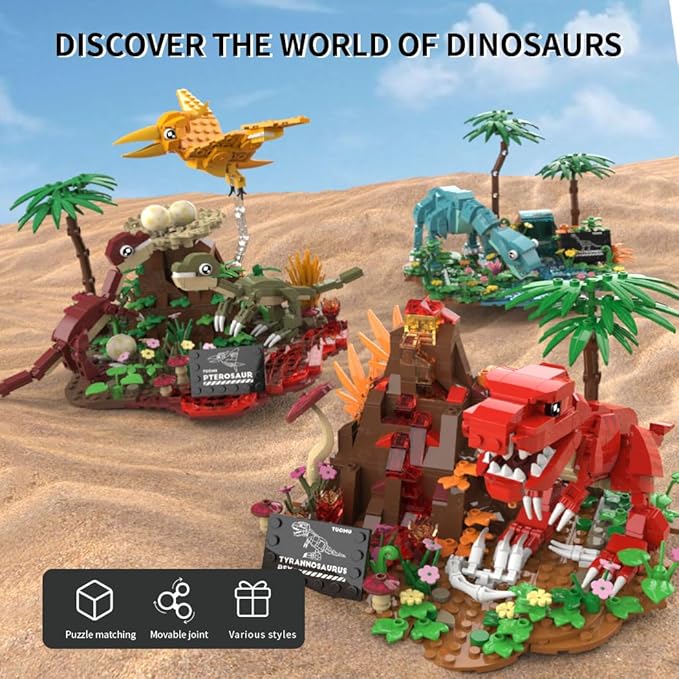 Dinosaur World Brachiosaurus Building Set- Compatible with Lego Sets for Boys 8-14, Jurassic Volcano Era Building, Birthday Gift Set for Boys & Girl (559 Pcs)