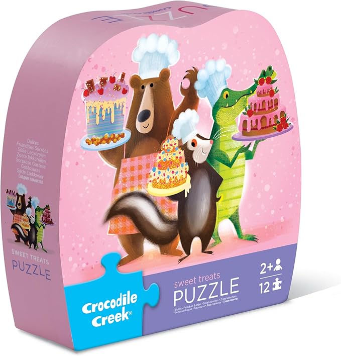 Crocodile Creek Pre-School Jigsaw Puzzle, 12 Piece for Kids 2 Years and Up, Heavy-Duty Square Box for Storage, Finished Puzzle Size 12 x 19 inches, Sweet Treats