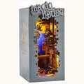 ROBOTIME DIY Book Nook Kit Decorative Booknook Bookshelf Insert Bookcase Book Stand 3D Wooden Puzzle DIY Miniature House Kit with LED Light Model Kit for Adults (Magic House)