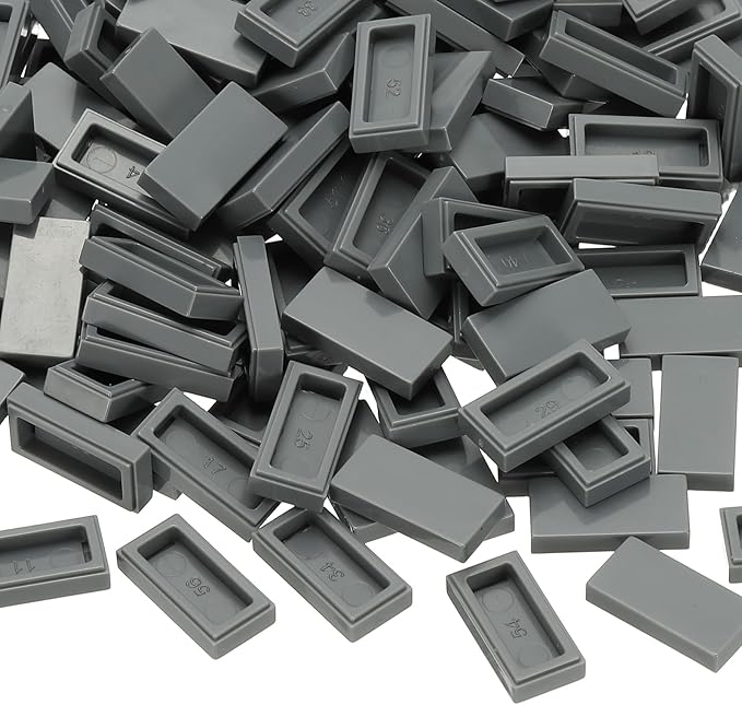 PATIKIL 370 Pcs Flat Blocks Bulk, 1x2 Square Dark Gray Classic Tiles Smooth Surface Mini Building Blocks Accessories Compatible Bricks Kits for Building Floor Walls Mosaic Pixel Arts