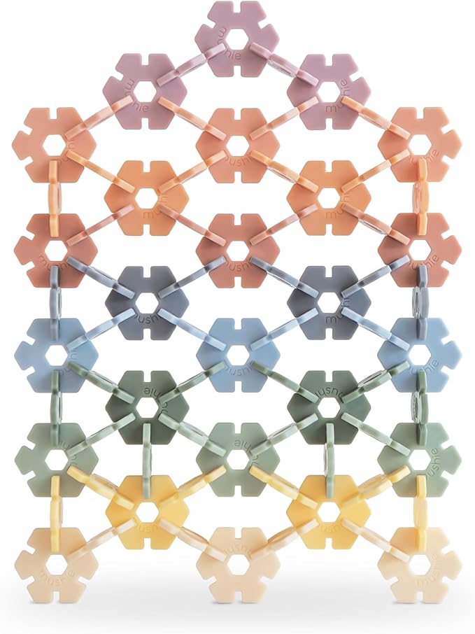 mushie HEX Connect Building Toy Set | 100 Pieces for Kids 5 Years+ | Preschool Educational and Toddler Montessori Toys