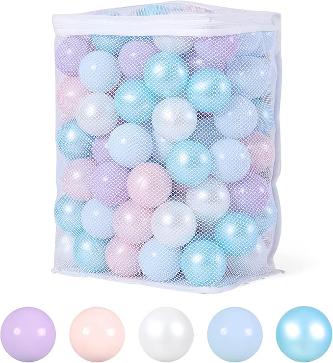 Ball Pit Balls Pack of 100 200 500 - Star and Round Set BPA Free Phthalate Free Non-Toxic Crush Proof Play Balls Soft Plastic Balls for Toddlers Baby Kids Birthday Pool Tent Party