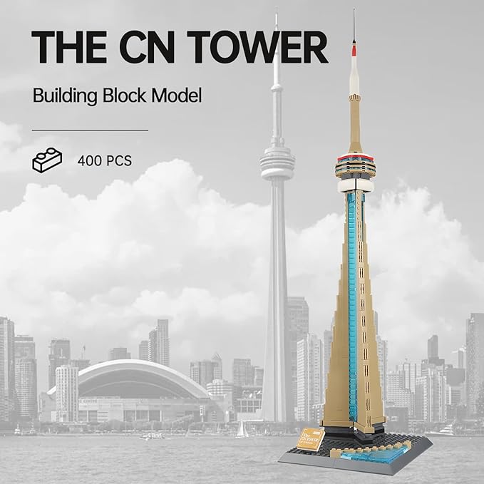 CN Tower Building Blocks Sets Toronto Architecture Building Kits Famous Landmark Model Toys Gift for Adults Kids Teens 400 PCS