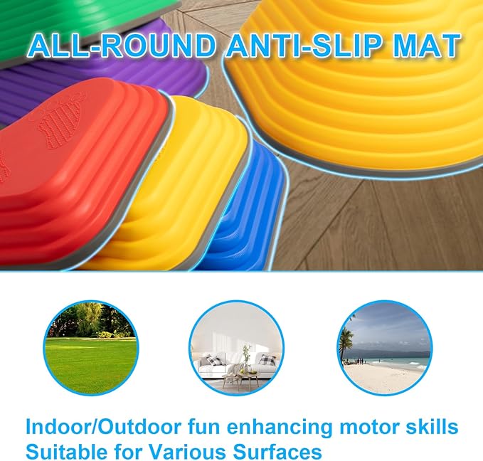 Gentle Monster Stepping Stones for Kids, Set of 6/8/11 PCS for Balance with Non-Slip Bottom - Exercise Coordination and Stability (11pcs-Heart)