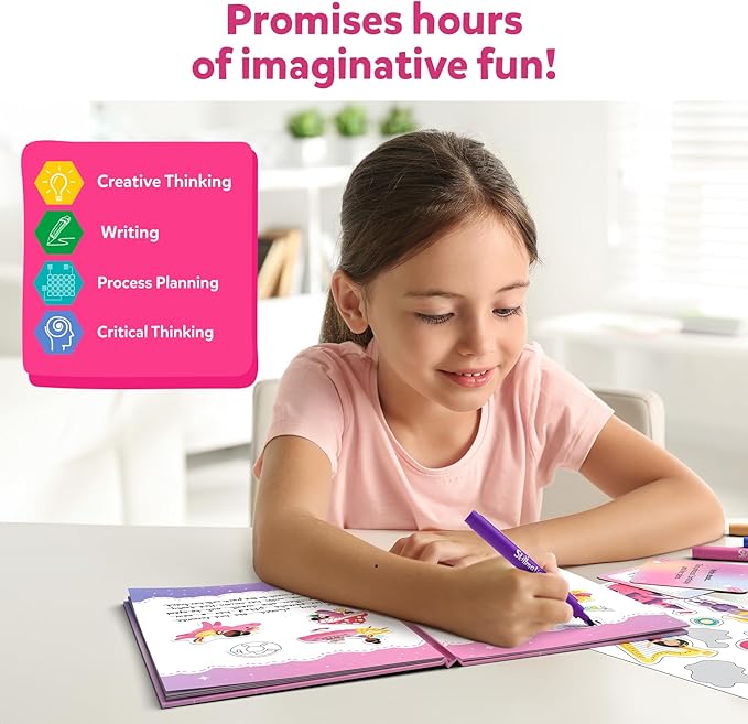 Skillmatics Storybook Art Kit - Create Fairytale Stories, DIY Craft & Writing Kit with 300+ Stickers, Scrapbooking & Journal Activity, Christmas Gifts for Kids Ages 5, 6, 7, 8, 9, 10