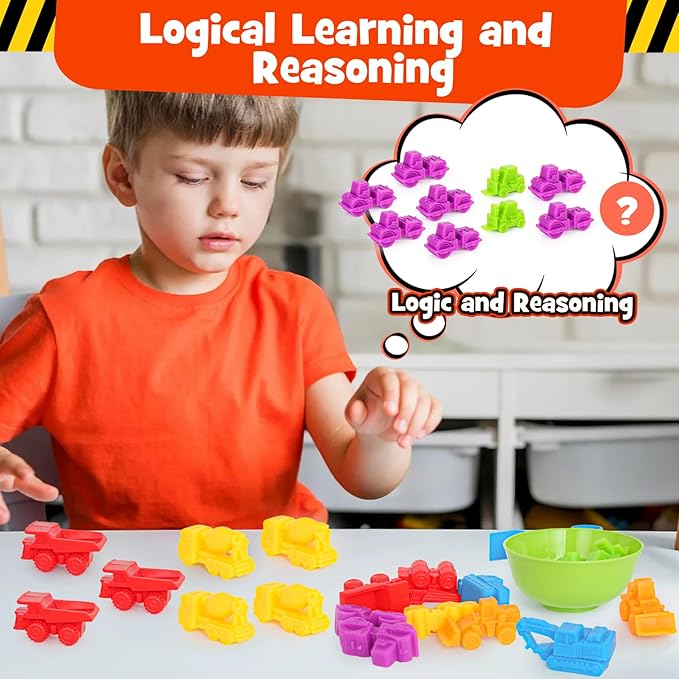 Counting Transportation Color Sorting Toys for Toddlers,Montessori STEM Sensory Preschool Toddler Educational Activities Learning Fine Motor Sorting Matching Games for Kids Boys Girls Ages 3+