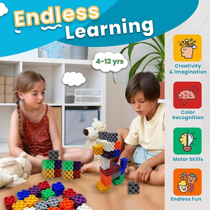 Building Blocks - 96 PCS STEM Educational Building Blocks for Toddlers & Kids Ages 3 to 9+ | Creative & Fun Building Toys for Boys and Girls - Ideal Christmas or Birthday Gift