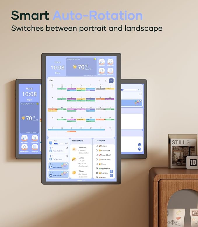 Cozyla Mate Digital Calendar+ 2: 24 Inch Wall Touch Screen Chore Chart Customize Dashboard Smart Electronic Calendar for Family Schedules Meal Planner Supports All Google Play Apps Wall Mount Black