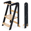 Nordi Foldable Toddler Kitchen Tower, Montessori Kitchen Stools Helper, Standing Tower with 3 Adjustable Heights, Suitable Age for 2-6 Years, Black