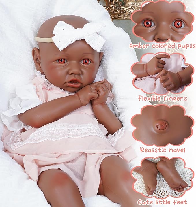 Reborn Baby Dolls Silicone Full Body 19.88in Weighted Real Life Open-Eyes Girl Dolls Lifelike Newborn Baby Soft Body Flexible Limbs Not Vinyl