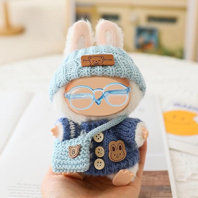 Clothes Set for 15cm/17cm Doll(NO Doll) , Handcrafted Crochet Set Hat & Sweater, Stylish Premium Outfit with Accessories, Cute for Dress up Unique Style
