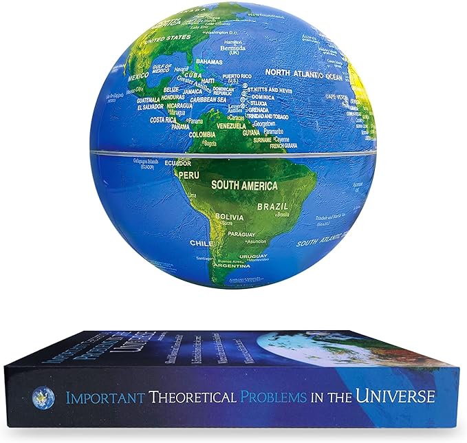 Flagest Magnetic Levitation Floating Globe - 6" Rotating Globe Book Base - Gradient Night Light - Blue - North America & Europe Map - ABS Material - Birthday &