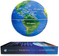 Flagest Magnetic Levitation Floating Globe - 6" Rotating Globe Book Base - Gradient Night Light - Blue - North America & Europe Map - ABS Material - Birthday &
