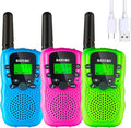 BATURU Rechargeable Walkie Talkies for Kids 3 Miles Long Range, 22 Channels Walkie Talkie with Clear Sound, Battery-Saving Kids Walkie Talkies 3 Pack, Stocking Stuffers for Girls Boys Age 5-10
