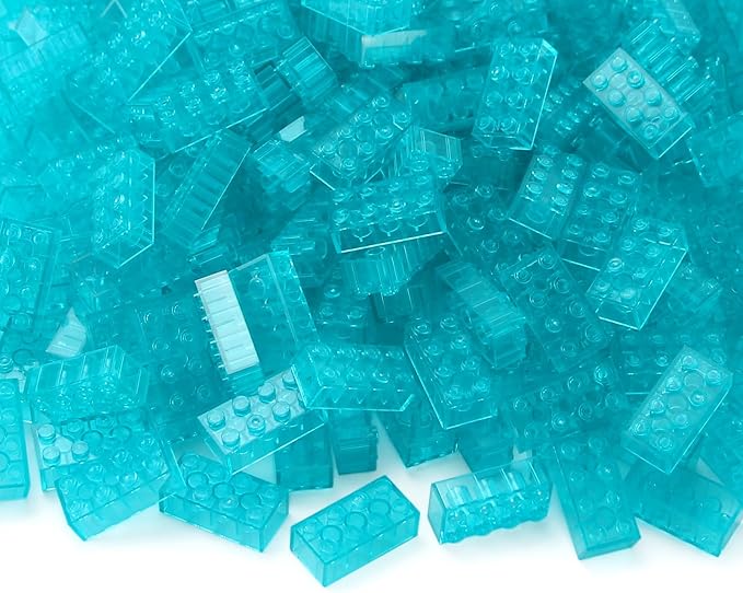 Feleph 100pcs 2x4 Bricks Trans-Light Blue Pieces Parts Building kit Creative Play Set Blocks Basic Toy Accessories Compatible with 3001 Major Brands
