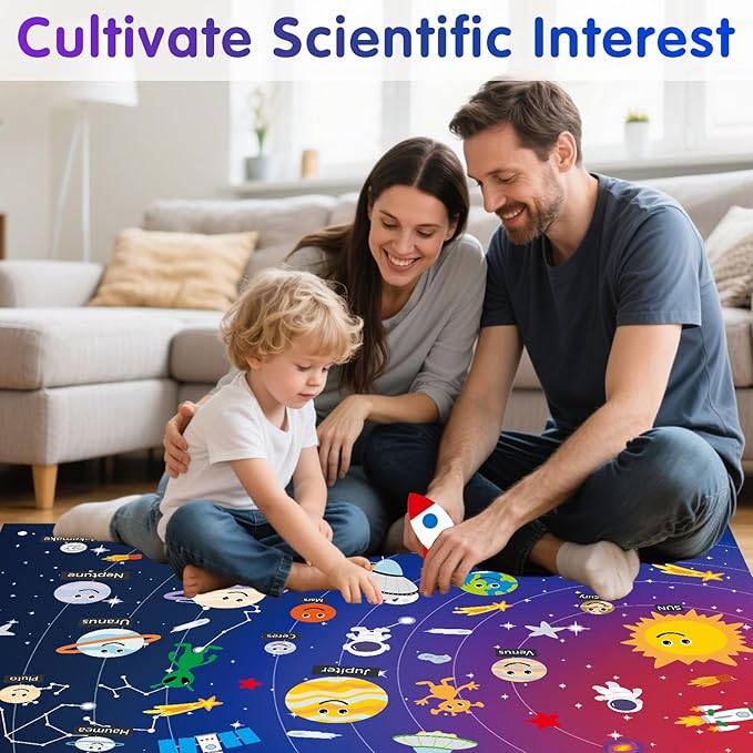 Solar System for Kids | Felt Wall Activities for Children | Montessori Space Planet Toys Game for Kids 3 4 5 6 7 8 40"x30" Felt Mat with 59 Figures Boy Girls Birthday Christmas Educational Gifts
