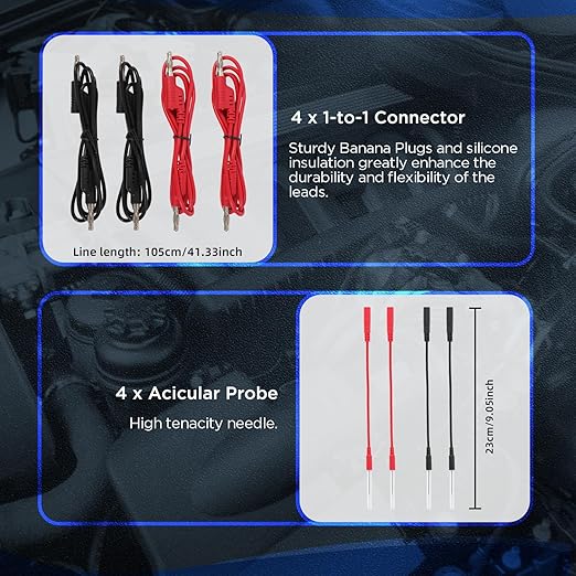 48PCS Automotive Circuit Test Leads Kit Electrical Breakout Leads Automotive Kit Multi Function Auto Diagnostic Tools Multimeter Test Leads Kit