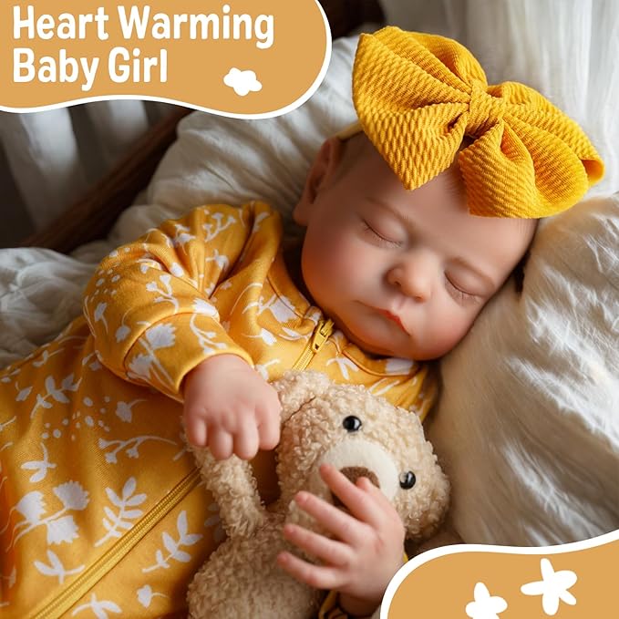 ADFO Lifelike Reborn Baby Dolls, 20 inch Realistic Newborn Real Life Baby Girl Dolls Soft Silicone Full Body Vinyl Girl Baby Dolls with Clothes and Toy Gift for Kids Age 3+