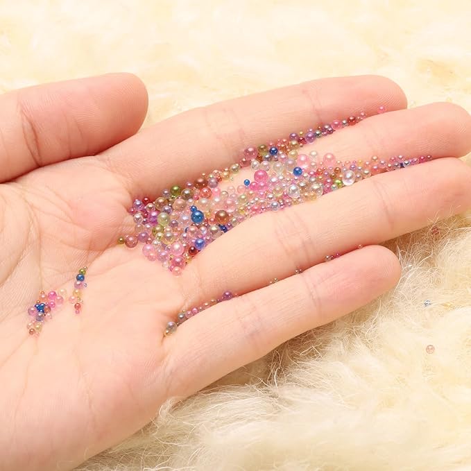 Iridescent Glass Tiny Bubble Beads, 0.4-3mm 10g No Hole Micro Mini Round Coral Pink Water Droplets Beads - Applications: for Resin Filler, Nail Art, Dollhouse Bath Tub
