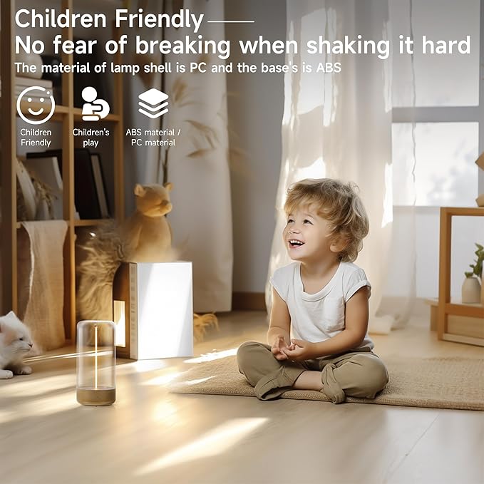 AUGE LIGHT Mini Minimalist Table Lamp Cordless Desk Lamp Rechargeable Modern Night Lights Portable Nightstand Lamps Unique Ambient Light Mood Lighting for Bedroom, Beside, Nursery Desk Decor (Golden)