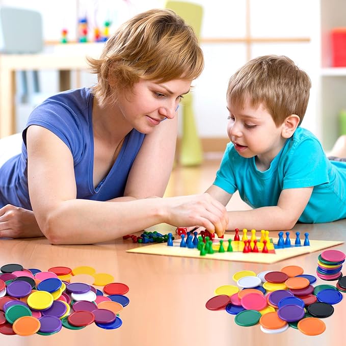 Coopay 300 Pieces 10 Colors Bingo Chips Bulk, 1 Inch Game Tokens Kids Reward, Plastic Learning Counters Disks Counting Discs, Poker Chips Bingo Markers for Math Practice (Style 2)