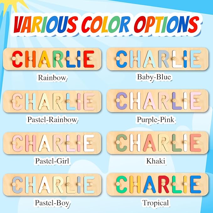 Wooden Name Puzzle for Kids Personalized, 1st Birthday Gifts, Custom Name Puzzle for 1 Year Old, Early Learning Toys for Baby Boy Girl, Personalized Easter Birthday Gifts for Girls Boys Toddler