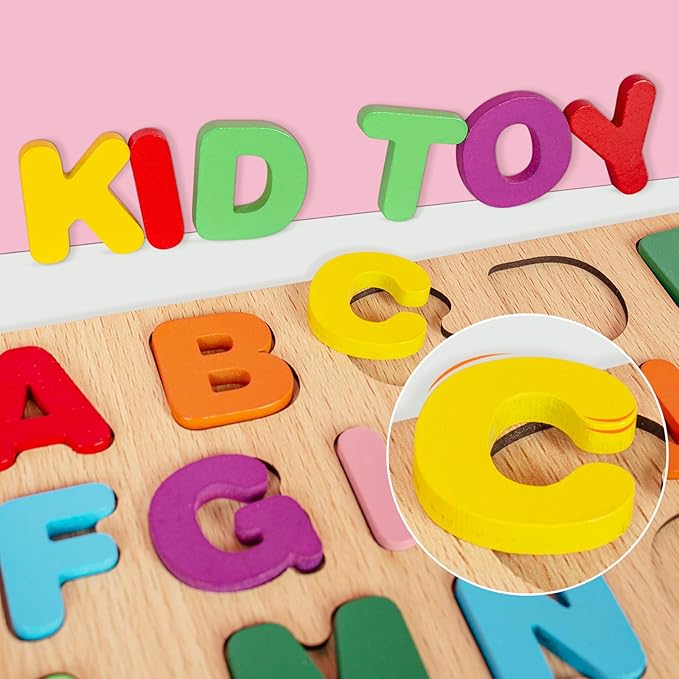 Attmu Wooden Puzzles for Toddlers 1 2 3 4 5 Year Old, Alphabet Number Puzzle Shape ABC Puzzle, 3 in 1 Preschool Educational Learning Toys with Puzzle Board for Girls Boys Set of 3