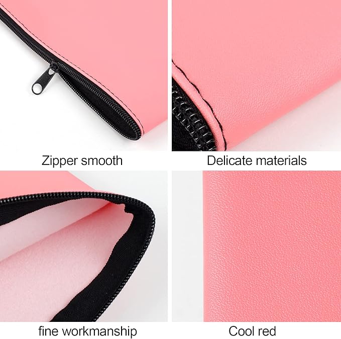 4Pack Money Bag 11 X 6" - Safe Durable Waterproof PU Leather Bank Pouch With Zipper for Cash, Coins, Checks, Makeup, Bills, Receipts, Tool Storage (Pink)