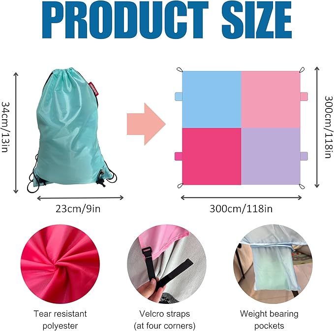 Magic Fort Building Kit for Kids with CPC Certification - Large Lightweight Blanket Fort Making kit and Clips - Portable Playhouse Play Tent Fort - Indoor/Outdoor Girls/Boys Toys Ages 4-5 6 7 8-12