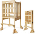 Foldable Toddler Learning Standing Tower, WOOD CITY Montessori Kitchen Step Stool Ideal Helper with 3 Adjustable Heights for Learning New Skills(Natural)