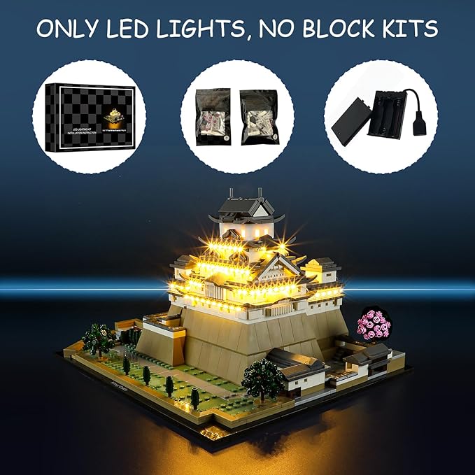 LED Light Kit for Lego Architecture 21060 Himeji Castle Set, Compatible with Lego 21060 Building Blocks Model(Not Include Blocks Set)
