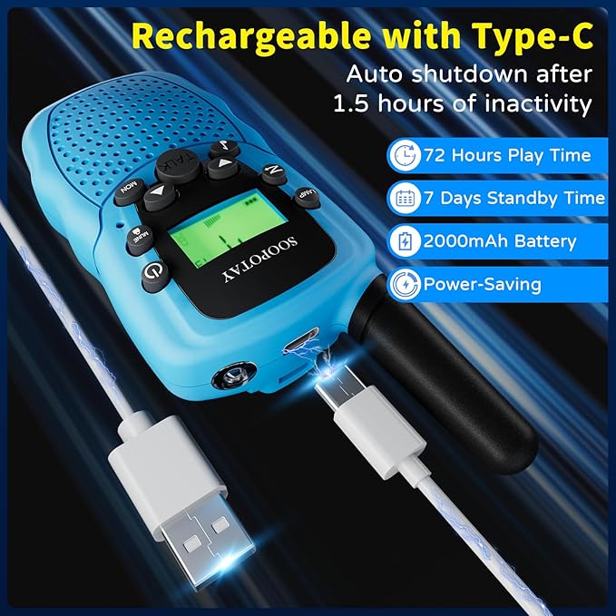 Walkie Talkies for Kids, Walkie Talkie Toys for Girls Boys, Xmas Gifts for Grandkids, Built-in Flashlight, Gifts for 3 4 5 6 7 8 9 10 Year Old Girl Boys, Kids Stocking Stuffers