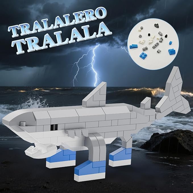 Italian Brainrot Action Figure Building Kit, Brainrot Toys, Creative STEM Construction Blocks, Collectible Desk Decor Gift for Adults & Teens 14+(TRALALERO TRALALA)