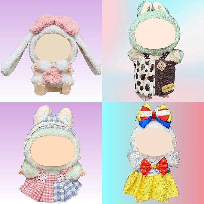 4 Pack—17cm Doll Clothes,Premium Doll Outfit with Accessories,Doll Princess Skirt,Cute Clothes Outfit for 17cm Dolls,End Dolls Fashion Clothing Set(No Dolls and Shoes) (Set 2)