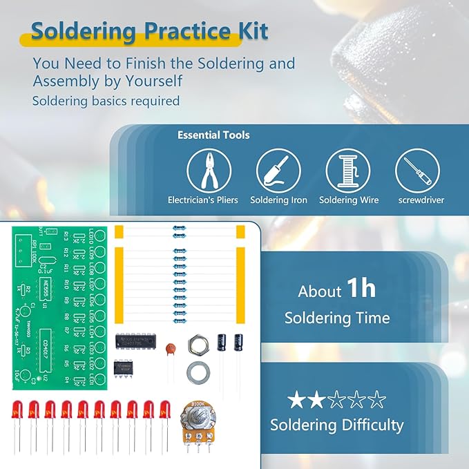 2pcs Ten-way LED Adjustable Speed Running Lights Soldering Practice Kit Electronic Hobby Kit Adult