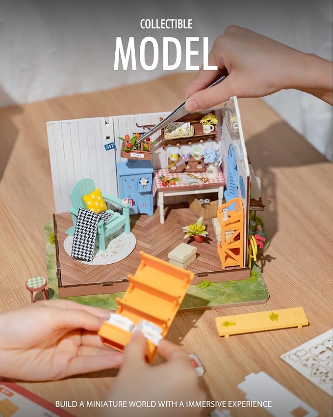 Rolife DIY Miniature House Kit for Adults, Easy Assemble Mini Greenhouse Dollhouse Building Model Sets, Tiny Wooden Garden House Hobby Crafts as Unique Gift Ideas or Home Decor