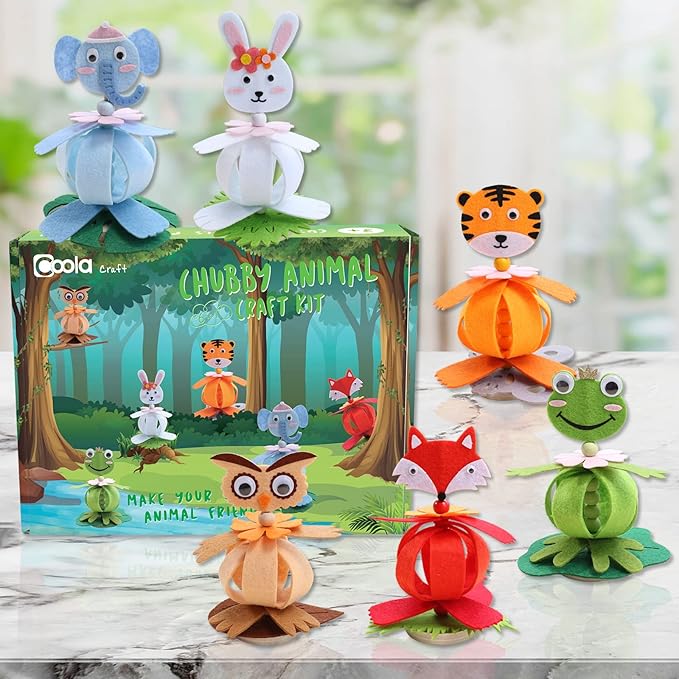 Coola Animal Felt Craft Kit for Kids - Pack 6 Art and Craft DIY Early Educational Toys Suitable Need Best Gift for Kids Age 3-6,7,8,9