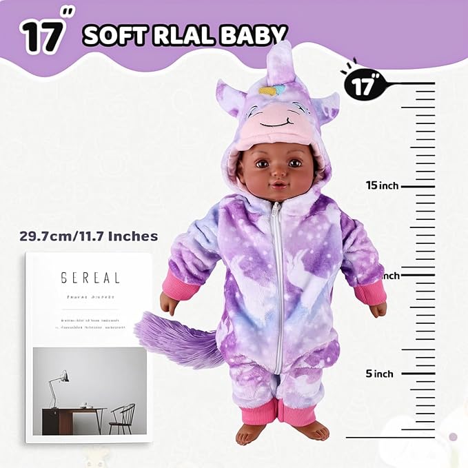 BABESIDE Black Baby Dolls, 15 Inch Realistic Cute Soft Body Baby Doll Real Life Baby Dolls with Accessories for 3+ Year Old Girls Gifts, Pretend Play, Collection