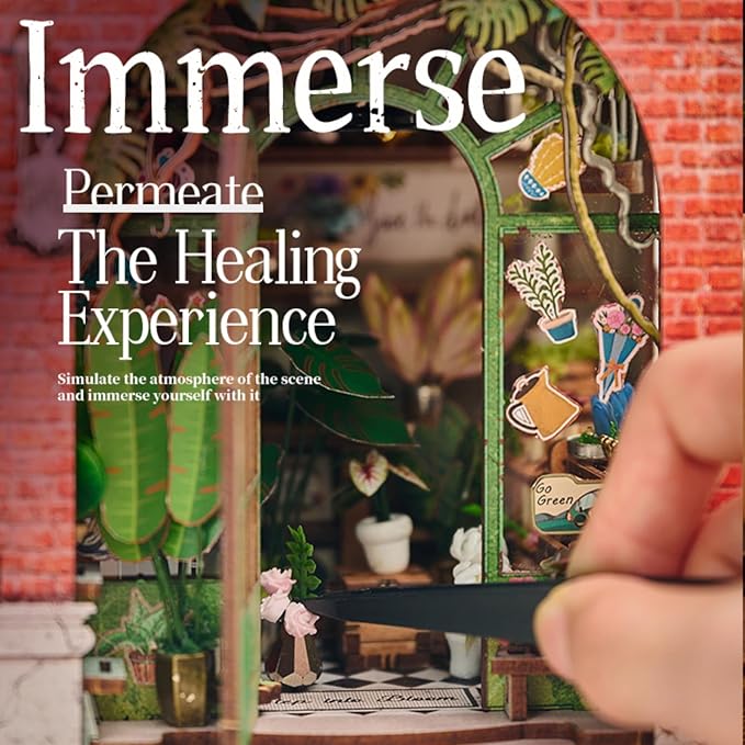 DIY Miniature House Kit,Flower Shop Miniature Dollhouse Kit with LED & Furniture,Mini Diorama House Building Kit for Adults Beginners,Tiny House Mini Model Kit 3D Wooden Crafts,Bookshelf Decor Gifts