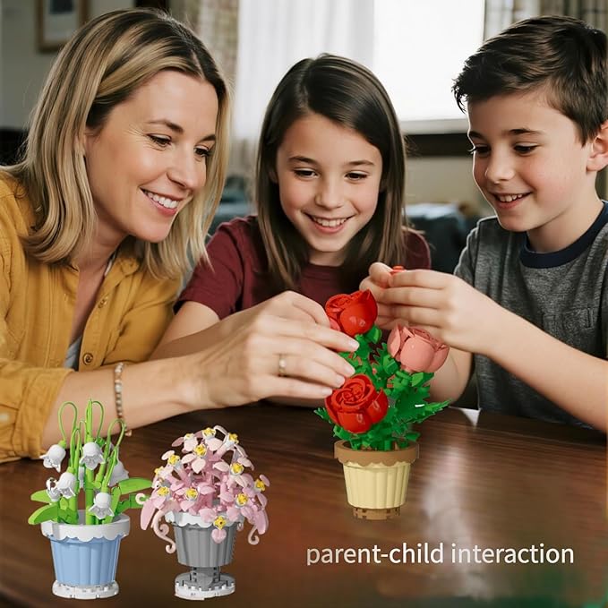 Party Favors for Kids, Tiny Plants Mini Flowers Building Blocks Set for Classroom Prize, Flowers Building Toy, Birthday Gifts for Boys Girls (Convallaria majalis+Chlorophytum comosum)