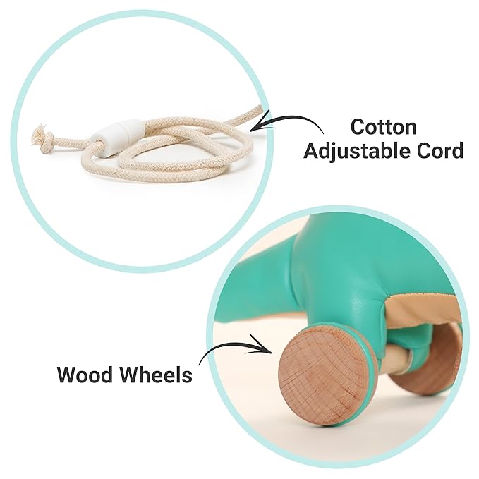 Little Big Friends Crocodile Pull Toy for Toddlers | Baby Push & Pull Toy with Adjustable Cord | Soft & Safe Developmental Play | Achille The Crocodile