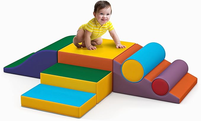 TOLEAD Toddler Foam Climbing Set Indoor - Kids Climb & Crawl Soft Activity Playset - Toddler Climber Gymnastics Equipment for Walking in Balance
