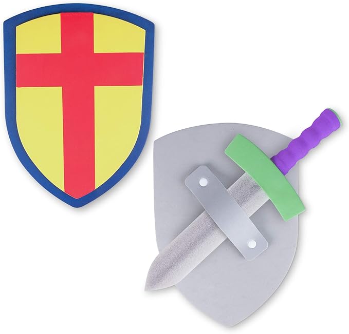 Super Z Outlet Children's Foam Toy Medieval Joust Sword & Shield Knight Set Lightweight Safe for Birthday Party Activities, Event Favors, Toy Gifts