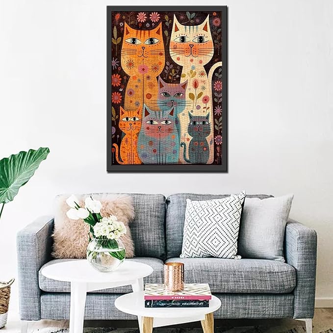 Tucocoo Cats Puzzles for Adults 1000 Pieces, Abstract Flowers Animals Artwork Jigsaw Puzzle 20 x 27 Inches Colorful DIY Puzzles for Home Wall Decoration Gifts, Family Puzzle Perfect for Game Nights
