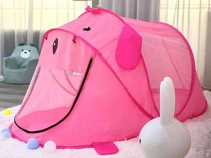 Kids Play Tents – Collapsible Tent for Boys Girls Gift - Large Foldable Playhouse Indoor/Outdoor Fun - Pop up Tent Toys for Age 1 and up Child Birthdays Presents (Pink Dog)