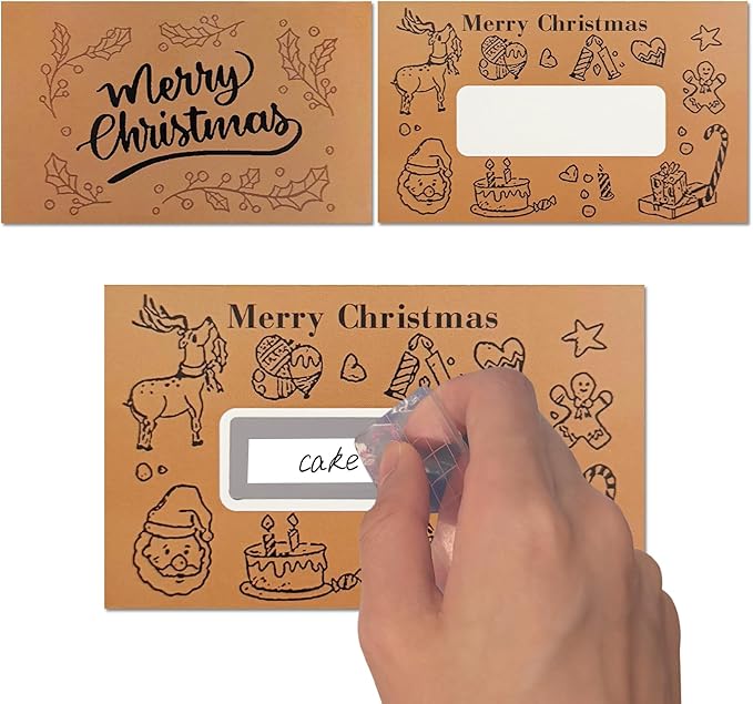 50 PCS Scratch Off Cards, DIY Custom Christmas Scratch Off Stickers, Your Own Game Tickets for Prizes Gift Scratch Cards for Small Business Holiday Birthday Party Favors Games Supplies (Yellow)