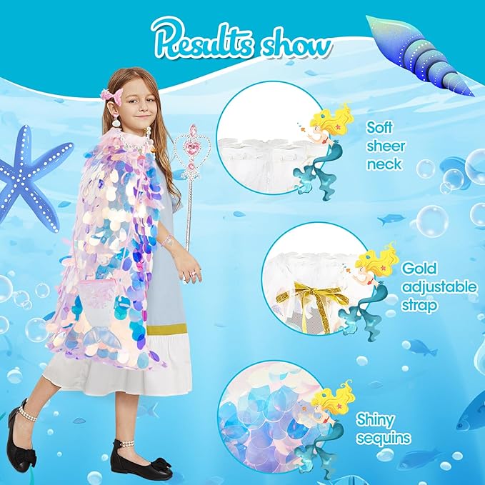 Princess Dress Up Toys,Princess Dress up Clothes Rainbow Cape Kit for Little Girls 3-8 Years Old,9PCS Gift Set Princess Costume Dress for Birthday Christmas Halloween Present