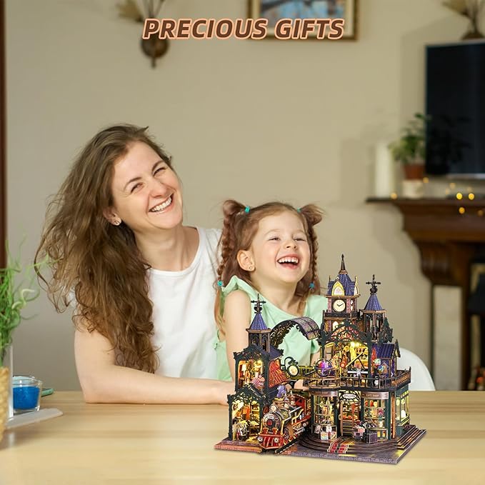 DIY Miniature Dollhouse Kit, Wooden Dollhouse Kit Miniature House Kit with LED Light,Creative Room Idea for Kids/Adults Magic House DIY Kits