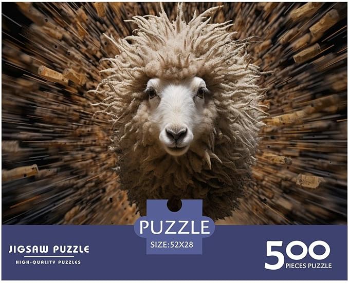 Sheep 500 Pieces 3D Animal Thickened Wooden Jigsaw Puzzles Adults Fun Toy Intellectual Game Home Decoration Education Game Stress Relief Toy Premium & Durable 500pcs (52x38cm)
