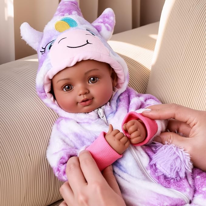 BABESIDE Black Baby Dolls, 15 Inch Realistic Cute Soft Body Baby Doll Real Life Baby Dolls with Accessories for 3+ Year Old Girls Gifts, Pretend Play, Collection